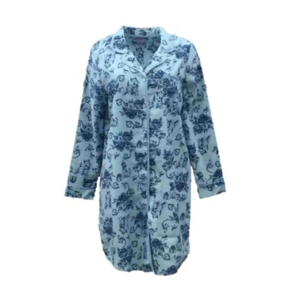 Blue floral dog flannel nightgown